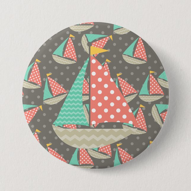 Macaron Rond 7,6 Cm Bateaux à gros (Devant)
