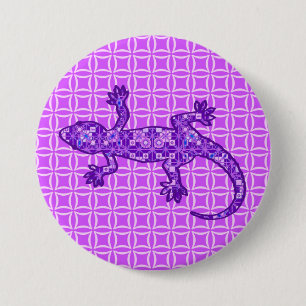 Macaron Rond 7,6 Cm Batik Tribal Gecko - violet et améthyste violet