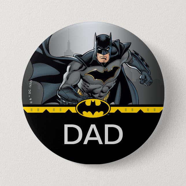 Macaron Rond 7,6 Cm Batman | Chalkboard Birthday Child's Dad (Devant)