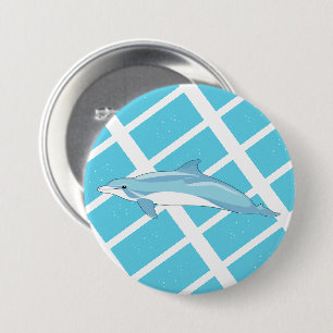 Macaron Rond 7,6 Cm Beau dauphin bleu en mer