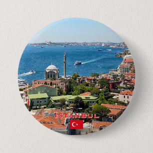 Macaron Rond 7,6 Cm Beau panorama de voyage à Istanbul