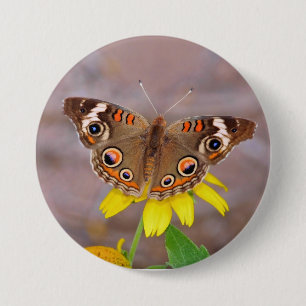Macaron Rond 7,6 Cm Beau papillon sur Fleur Jaune