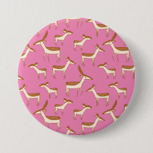 Macaron Rond 7,6 Cm Bébé cerf et famille en rose