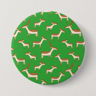 Macaron Rond 7,6 Cm Bébé cerf et famille vert pâle