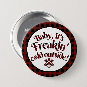 Macaron Rond 7,6 Cm Bébé c'est Noël extérieur froid de plaid de