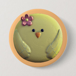 Macaron Rond 7,6 Cm Bébé chiche mignon jaune et rose