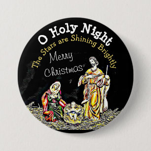 Macaron Rond 7,6 Cm Bébé de la nuit Sainte Bouton de Noël Jésus