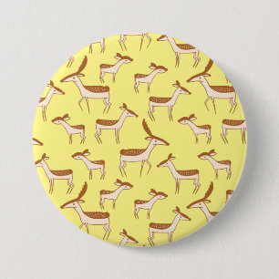 Macaron Rond 7,6 Cm Bébé mignon Cerf et famille sur Pastel Jaune