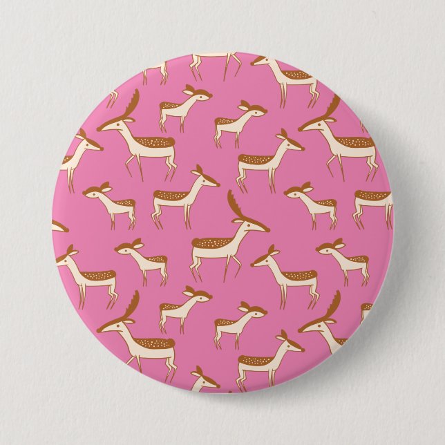 Macaron Rond 7,6 Cm Bébé mignon cerf et famille sur rose (Devant)