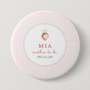 Macaron Rond 7,6 Cm Bébé Sucré Bébé Fille Coquette Gingham Fraise 
