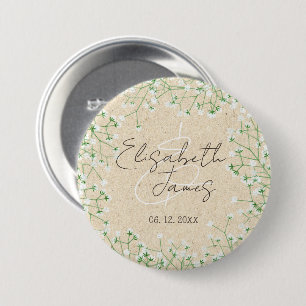 Macaron Rond 7,6 Cm Bébé's Breath Floral Rustic Boho Farmhouse Mariage