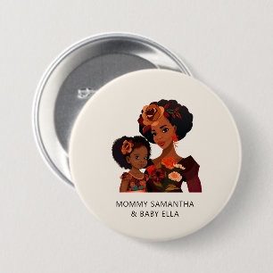 Macaron Rond 7,6 Cm Belle maman et fille noire (20)