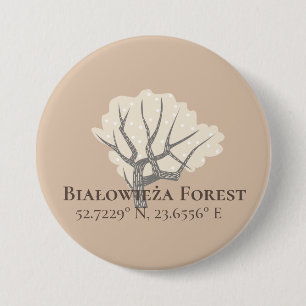 Macaron Rond 7,6 Cm Białowieża Forêt Latitude & Longitude