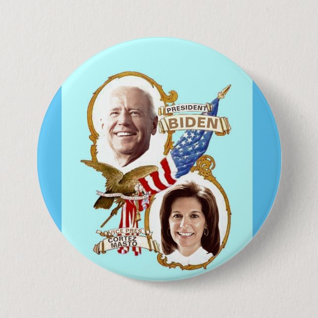 Macaron Rond 7,6 Cm Biden/Cortez Masto 2020 (Devant)