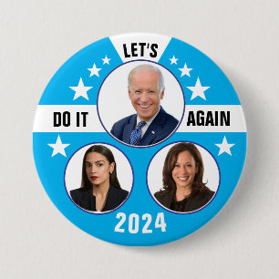 Macaron Rond 7,6 Cm Biden Harris et AOC 2024