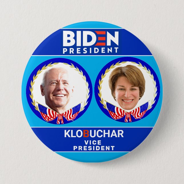 Macaron Rond 7,6 Cm Biden/Klobuchar 2020 (Devant)