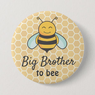 Macaron Rond 7,6 Cm Big Brother sera Bro Bumblebee Bee Baby shower