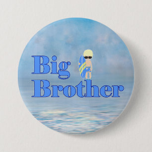 Macaron Rond 7,6 Cm Big Brother Surfer Boy Sibling      