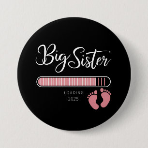Macaron Rond 7,6 Cm Big Sister 2025 Chargement de Faire-part de grosse