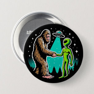 Macaron Rond 7,6 Cm Bigfoot rencontre un Alien