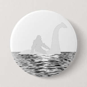 Macaron Rond 7,6 Cm Bigfoot Rétro Riding Le Loch Ness Round