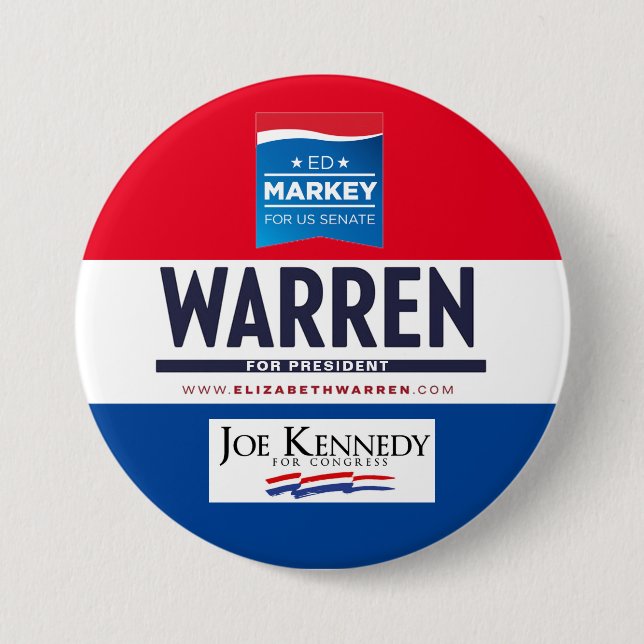 Macaron Rond 7,6 Cm Billet d'élection du Massachusetts 2020 (Devant)