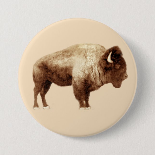 Macaron Rond 7,6 Cm Bison américain (Devant)