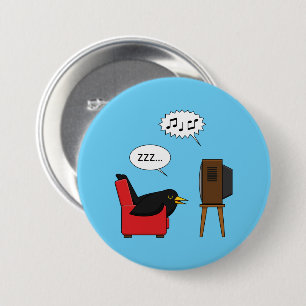 Macaron Rond 7,6 Cm Blackbird Dormir devant la bande dessinée de la té