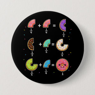 Macaron Rond 7,6 Cm Blagues de maths sur les fractions de beignets