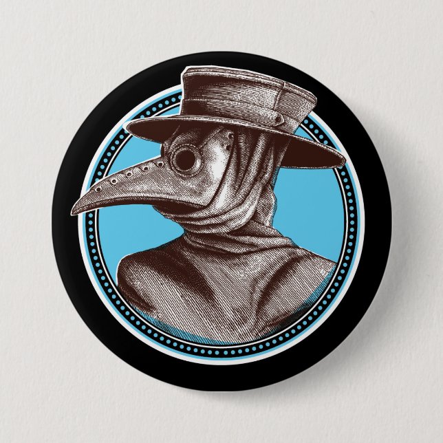Macaron Rond 7,6 Cm Bleu du docteur de la peste (Devant)