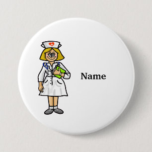 Macaron Rond 7,6 Cm Blonde Female Nurse Button Ajouter un nom!