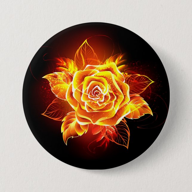 Macaron Rond 7,6 Cm Blooming Fire Rose (Devant)
