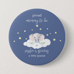 Macaron Rond 7,6 Cm Blue Elephant Mommy to Be Baby shower