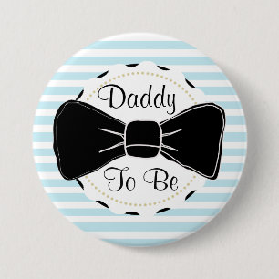 Macaron Rond 7,6 Cm Blue Stripes Daddy to be Bow Cravate Baby shower