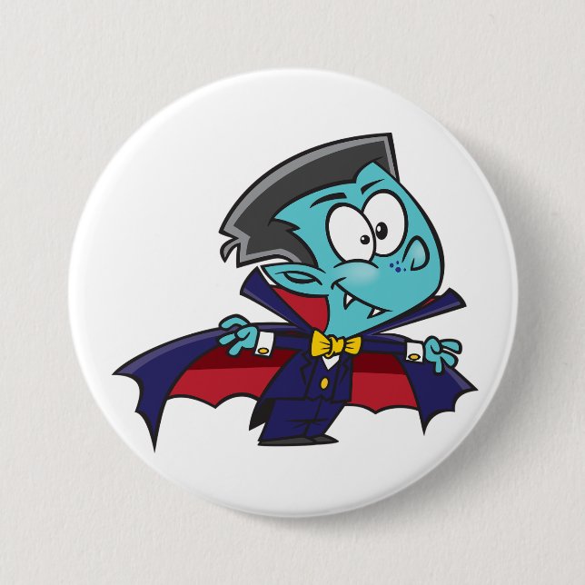 Macaron Rond 7,6 Cm Blue Vampire Boy with Cape Cute Dracula (Devant)