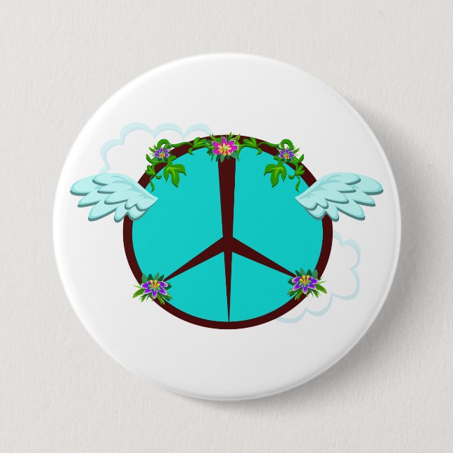 Macaron Rond 7,6 Cm Bohemian Angel Wings Peace Symbol (Devant)