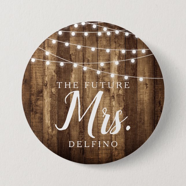 Macaron Rond 7,6 Cm Bois rustique et Mme Bride de quirlandes (Devant)