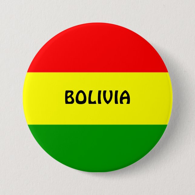 Macaron Rond 7,6 Cm BOLIVIE : Drapeau de la Bolivie (Devant)