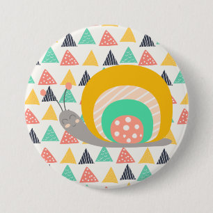 Macaron Rond 7,6 Cm Bon escargot sur les triangles