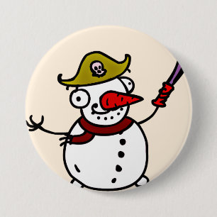 Macaron Rond 7,6 Cm bonhomme de neige pirate Noël