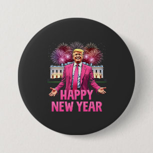 Macaron Rond 7,6 Cm Bonne année Eve Trump Résolution 2025