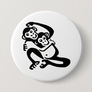 Macaron Rond 7,6 Cm BONOBO Graphique - Chimpanzé -Amoureux des animaux