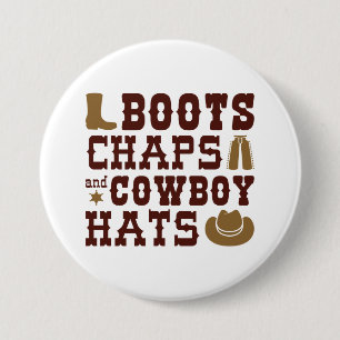 Macaron Rond 7,6 Cm Boots Chaps Et Cowboy Casquettes