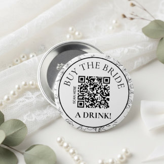 Macaron Rond 7,6 Cm Botanique Offre un verre à la mariée QR Enterremen