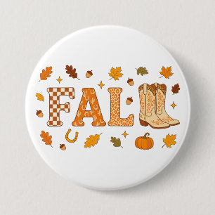 Macaron Rond 7,6 Cm Bottes de cow-boy d'automne Feuilles Pays Moisson