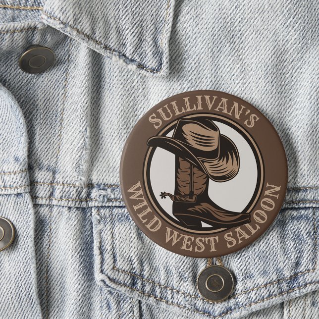 Macaron Rond 7,6 Cm Bottes de cowboy Occidentales Wild West personnali (Créateur téléchargé)