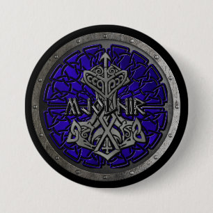 Macaron Rond 7,6 Cm Bouclier Royal Blue Mjolnir