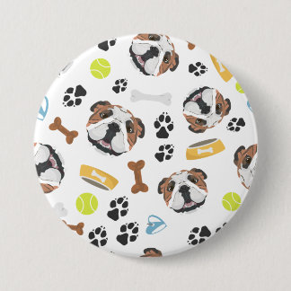 Macaron Rond 7,6 Cm Bouledogue de sourire de l'anglais de chien