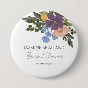 Macaron Rond 7,6 Cm Bouquet de fleurs violettes et de verdure pour la 