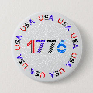 Macaron Rond 7,6 Cm Bouton 4 juillet 1776 USA